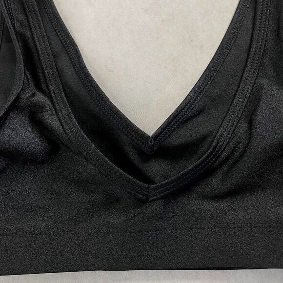 WeWoreWhat Womens Sports Bra Size XS Black Metallic V Neck Activewear NEW! - Picture 4 of 10